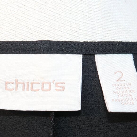 Chico's Black Sheer Georgette Center Pleat Flowy Dolman Sleeve Sz 2 - Picture 6 of 7